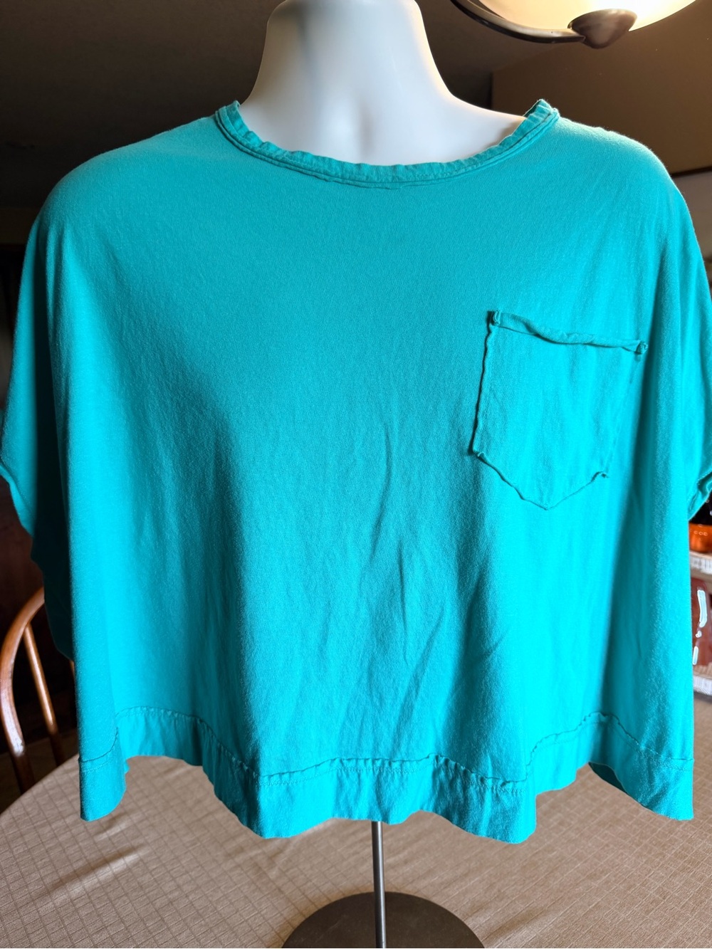 Zenana Outfitters Teal Boxy Short Sleeve Pocket Top